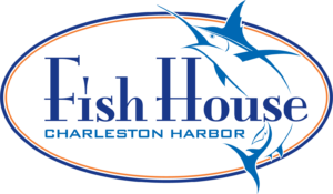 Main Fish House Logo reading "Fish House Charleston Harbor" and showing a marlin or sailfish, all encompassed in an oval.